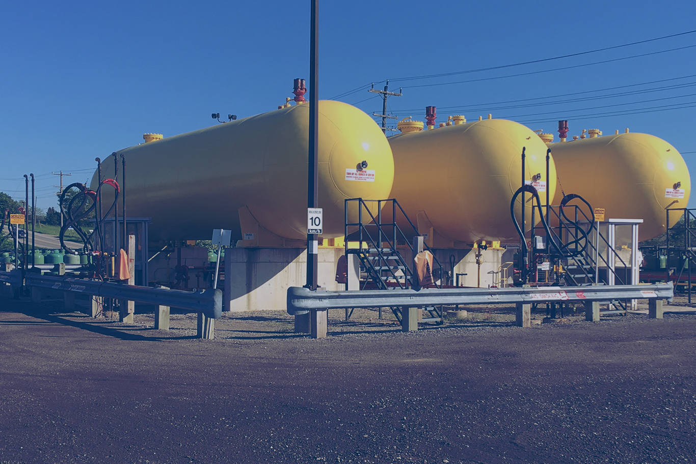 Large Yellow Commercial Propane Tanks