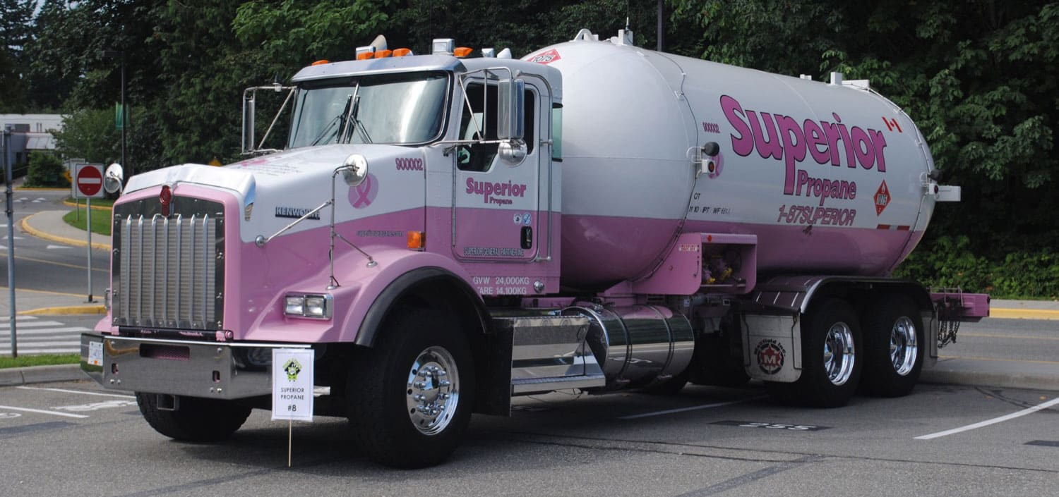 Superior Propane Tank Truck Painted Pink to Support Breast Cancer