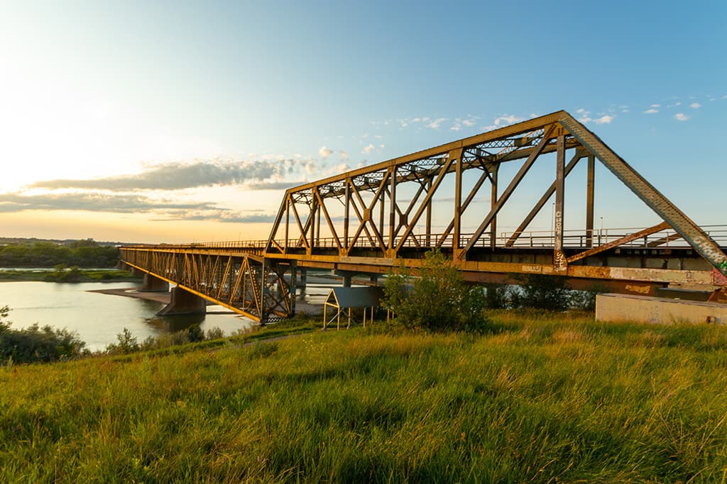 Bridge over a river in Saskatchewan. 